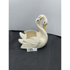 Vintage Mid-century Camark Pottery Double Swan Planter Vase USA 521
